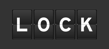 Gri arkaplanda kelime kilidi olan siyah renk analog çevirme tahtası