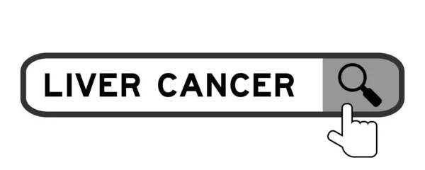 Pesquisa Banner Palavra Câncer Fígado Com Mão Sobre Ícone Lupa —  Vetores de Stock