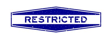 Beyaz arkaplanda Grunge mavisi kısıtlı kelime altıgen lastik mühür