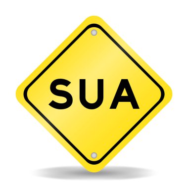 Beyaz arkaplanda SUA (Tek kullanımlık hesabın kısaltması) sözcüğüyle sarı renk taşıma işareti
