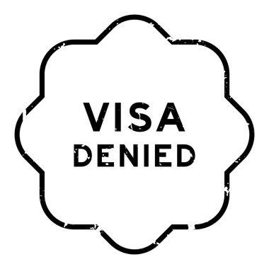 Grunge siyah vize reddedildi kelime lastik mühür damgası beyaz arka plan üzerinde