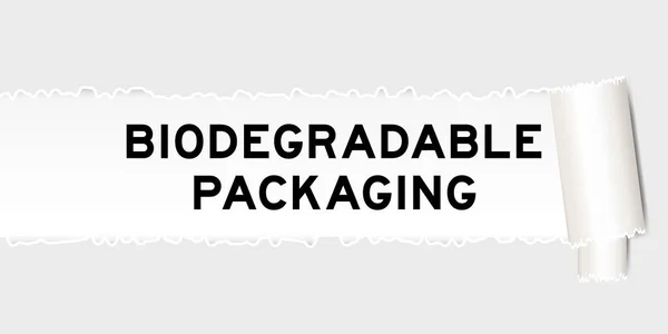 Fond Papier Gris Déchiré Qui Ont Mot Emballage Biodégradable Sous — Image vectorielle