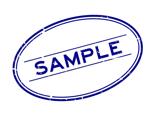 Grunge Blue Sample Word Oval Rubber Seal Stamp Auf Weißem — Stockvektor