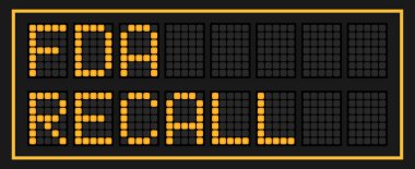 FDA siyah arkaplanda turuncu renk ile işaretlenmiş