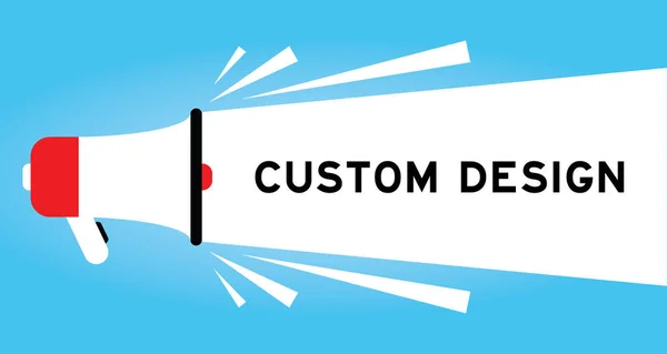 Color Megaphone Icon Word Custom Design White Banner Blue Background — Stock Vector