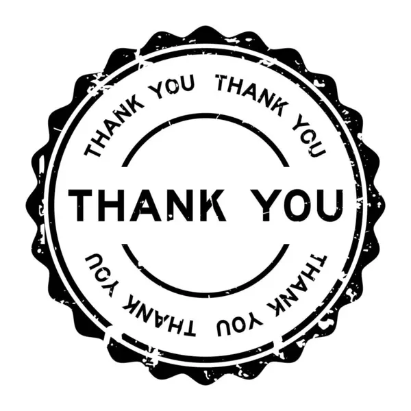 Grunge red thank you with star icon round rubber stamp on white