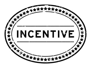 Grunge siyah teşvik sözcüğü oval lastik mühür beyaz arka planda