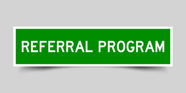 グレーの背景に緑の色で単語紹介プログラムとスクエアラベルバナー — ストックベクタ