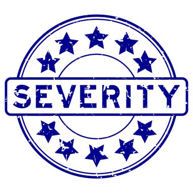 Beyaz arka planda yıldız simgesi yuvarlak lastik mühür damgalı Grunge mavisi sert kelime