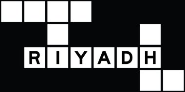 Bulmaca arka planında kelime riyadh ile alfabe harfi