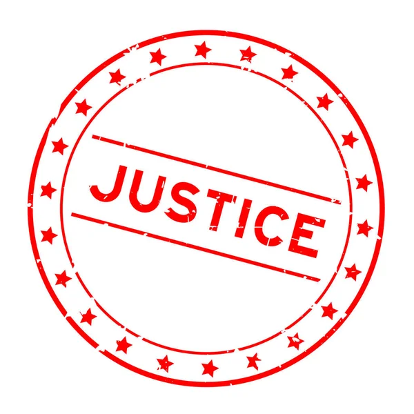 Grunge Piros Igazságszolgáltatás Szó Kerek Gumi Pecsét Bélyegző Fehér Háttér — Stock Vector