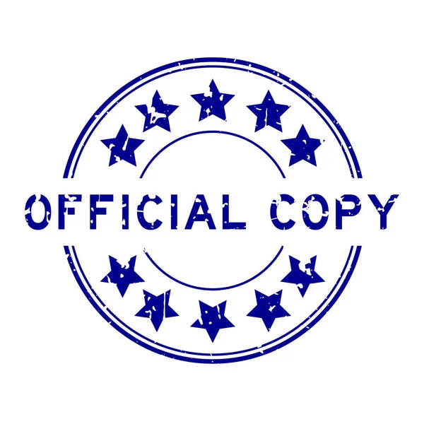 Grunge Bleu Copie Officielle Mot Avec Icône Étoile Rond Tampon — Image vectorielle
