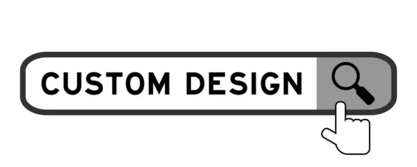 Pesquisa Banner Palavra Design Personalizado Com Mão Sobre Ícone Lupa —  Vetores de Stock