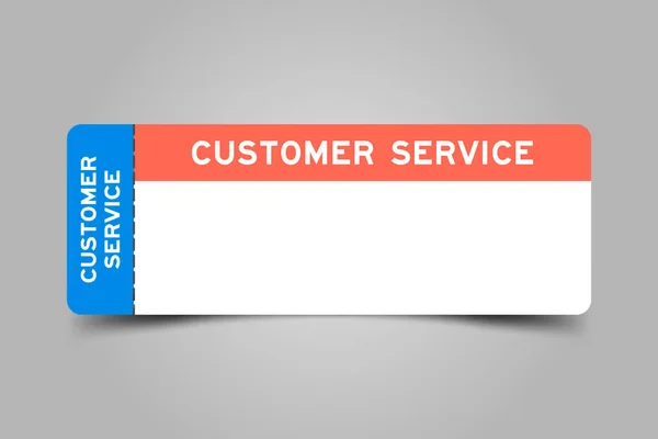 Blue Orange Color Ticket Word Customer Service White Copy Space — Stock Vector