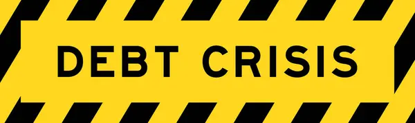 Yellow Black Color Line Striped Label Banner Word Debt Crisis — Stockvektor