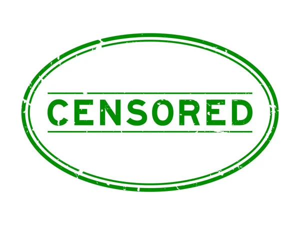 グランジグリーン検閲単語楕円形ゴムシールスタンプ上の白の背景 — ストックベクタ