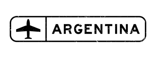 白色背景上印有平面图标正方形橡胶印章的凹凸黑色Argentina字 — 图库矢量图片