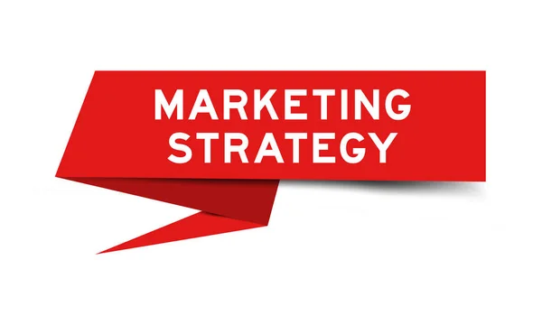Banner Discurso Color Rojo Con Estrategia Marketing Palabras Sobre Fondo — Vector de stock