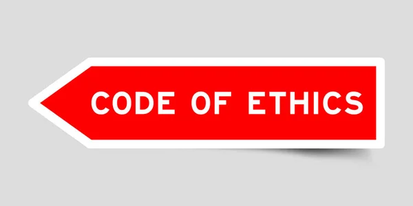 Rouge Couleur Flèche Forme Étiquette Autocollant Avec Mot Code Éthique — Image vectorielle