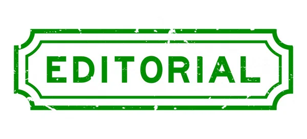 Grunge Verde Editorial Palavra Selo Borracha Fundo Branco — Vetor de Stock