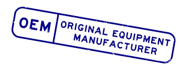 Grunge Blue Oem Original Equipment Fabricante Palabra Sello Goma Cuadrado — Archivo Imágenes Vectoriales