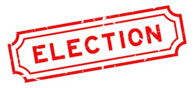 Grunge kırmızı seçim sözcüğü beyaz arkaplanda lastik mühür