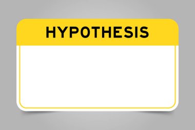 Gri arkaplanda kelime hipotezi ve beyaz kopya alanı olan sarı başlıklı etiket pankartı