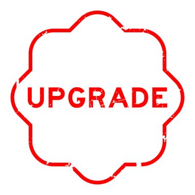 Grunge kırmızı kelime yükseltme beyaz arka planda lastik mühür