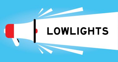 Mavi arkaplanda beyaz pankartta sözcüğün loş ışıklarıyla renk megafonu