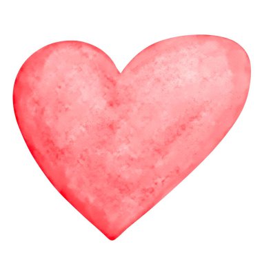 Kalp şeklinde kırmızı suluboya el çizimi