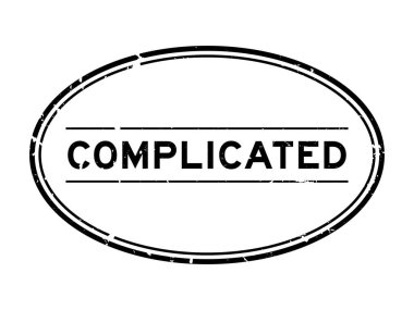 Grunge siyah karmaşık kelime oval lastik mühür beyaz arka planda