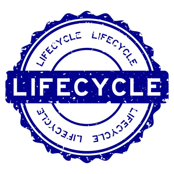 Grunge mavi yaşam döngüsü kelime yuvarlak lastik mühür beyaz arka planda