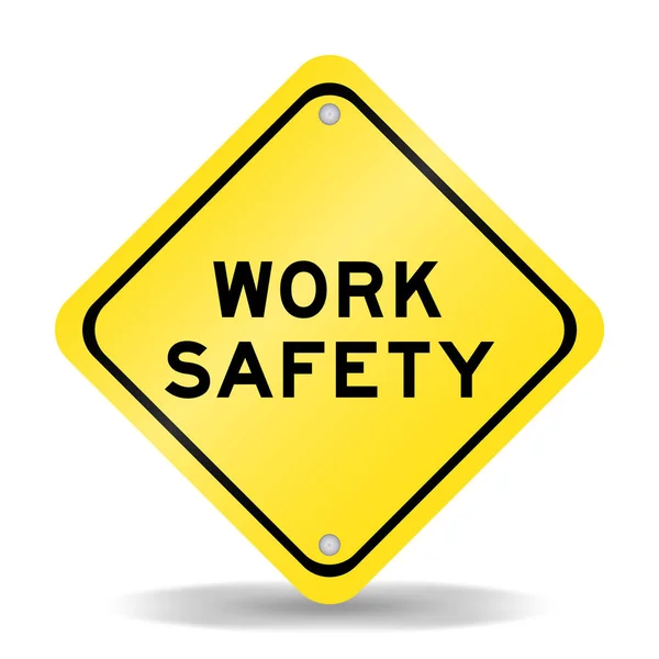 Κίτρινο Χρώμα Σήμανση Μεταφοράς Λέξη Ασφάλεια Στην Εργασία Λευκό Φόντο — Διανυσματικό Αρχείο