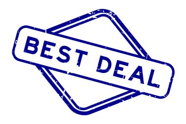 Grunge blue en iyi anlaşma kelime beyaz arka planda kauçuk mühür