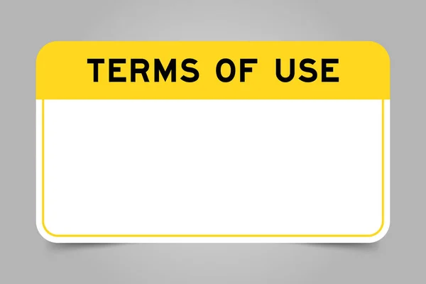 グレーの背景に 単語の使用条件とホワイトコピースペースを持つ黄色のヘッドラインを持つラベルバナー — ストックベクタ