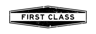 Grunge birinci sınıf kelime altıgen. Beyaz arka planda lastik mühür.