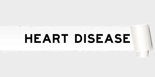 Zerrissenes Graues Papier Hintergrund Die Wort Herzkrankheit Unter Zerrissenen Teil — Stockvektor