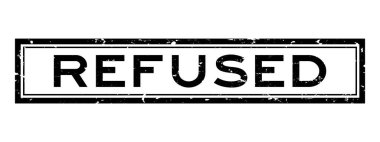 Grunge siyah sözcüğü reddetti beyaz arka planda kauçuk mühür damgası