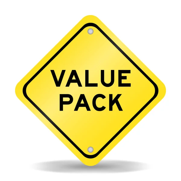 Gelbe Farbe Transportschild Mit Word Value Pack Auf Weißem Hintergrund — Stockvektor