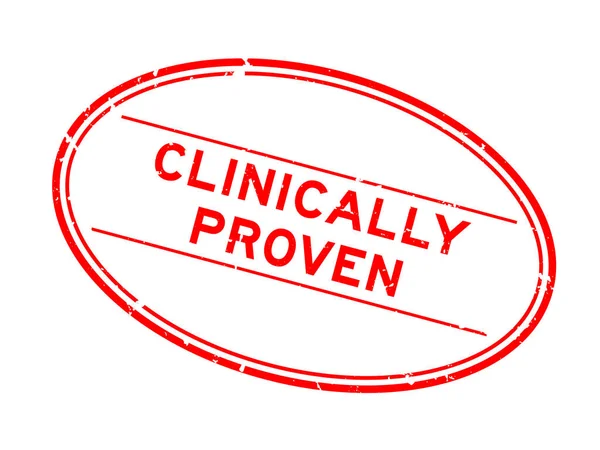 经临床检验的红色大字椭圆形白色背景橡皮图章 — 图库矢量图片