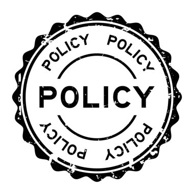Grunge black policy word round rubber seal stamp on white background clipart