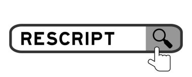 Beyaz arkaplan üzerinde büyüteç simgesi ile sözcük rescript ile arama paneli