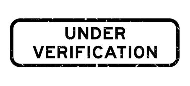 Grunge siyah doğrulama altında kare kauçuk mühür beyaz arka planda