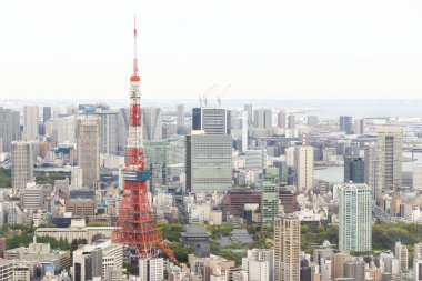 Tokyo, Japonya 28 Nisan 2019: Tokyo kulesi birçok bina etrafında yer alan, bu kule Tokyo, Japonya 'nın ünlü simgesidir.