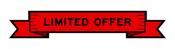 Baner Etykiety Wstążki Ograniczoną Słowem Ofertą Kolorze Czerwonym Białym Tle — Wektor stockowy