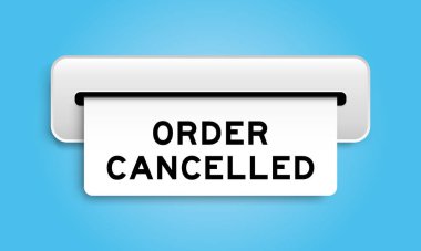 Beyaz kupon pankartı mavi renk arkaplanındaki makineden iptal edildi