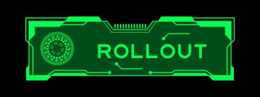 Siyah arkaplanda kullanıcı arayüzü ekranında sözcük yayını olan gelecekçi hud afişinin yeşil rengi