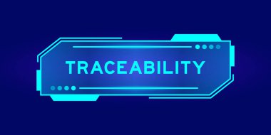 Mavi arkaplanda kullanıcı arayüzü ekranında kelime izlenebilirliğine sahip gelecekçi hud pankartı