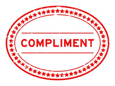 Grunge kırmızı iltifat sözcüğü oval lastik mühür beyaz arka planda