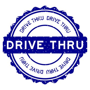 Grunge mavi sürücü kelime yuvarlak lastik mühür beyaz arka planda